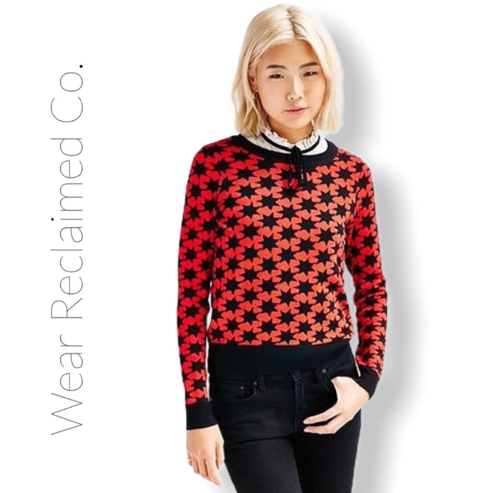 ALICE & UO Red Galaxy Star Pullover Sweater